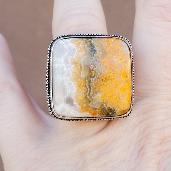New Huge Bumblebee Jasper 925 Silver Ring. - Picture 14 of 15